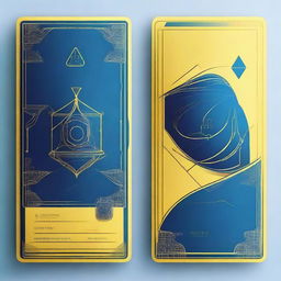 Simplify the design of a card game background with softer, subtle cellular structures in blue and yellow color scheme, focusing on clean lines and minimalistic art