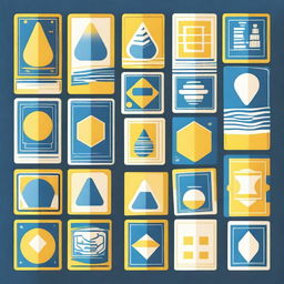 Further simplify the card game background by going for a flat design approach featuring stylized blue and yellow cellular motifs