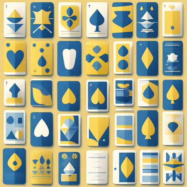 Further simplify the card game background by going for a flat design approach featuring stylized blue and yellow cellular motifs