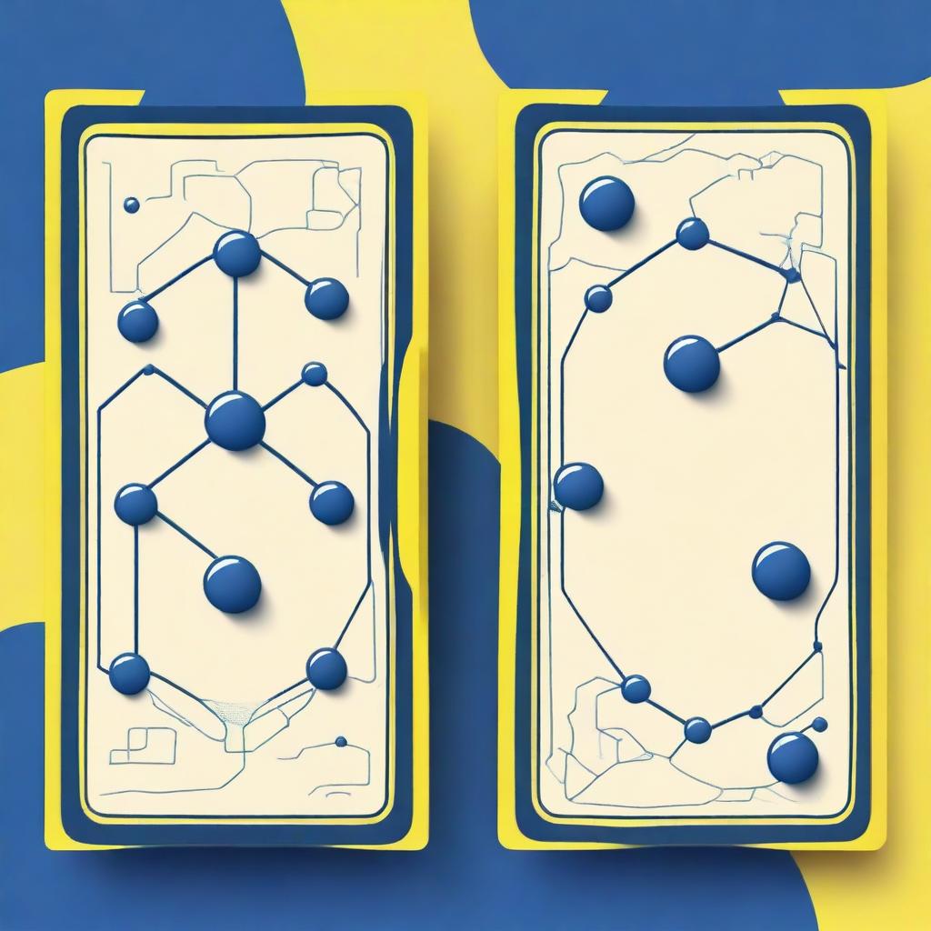 Design a card game background inspired by cellular structure and biology, using a prominent yellow for the main design and a strong blue for the border