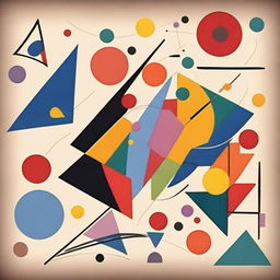 Create an image inspired by the abstract, geometric style of Wassily Kandinsky's art.