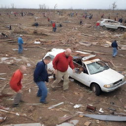 The emergency evacuation team, moving through the wreckage, heartbreakingly comes across the lifeless bodies of citizens