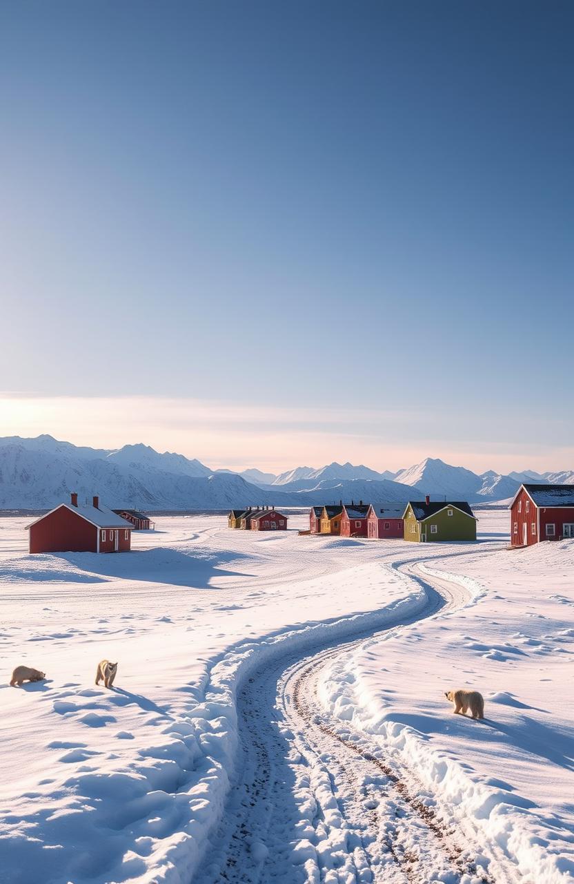 A stunning landscape of Longyearbyen, the northernmost settlement in the world, located on the island of Spitsbergen in the Svalbard archipelago