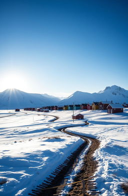 A stunning landscape of Longyearbyen, the northernmost settlement in the world, located on the island of Spitsbergen in the Svalbard archipelago