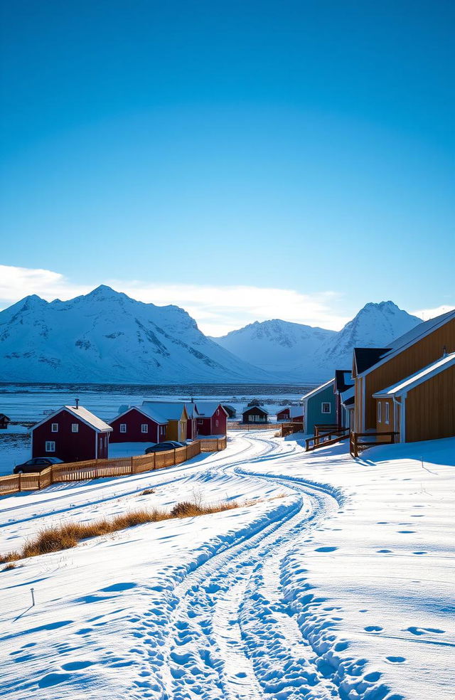 A stunning landscape of Longyearbyen, the northernmost settlement in the world, located on the island of Spitsbergen in the Svalbard archipelago