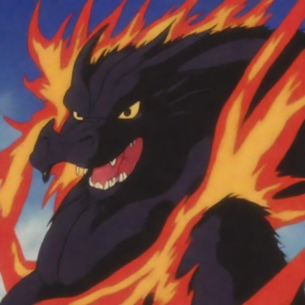 Enraged by the young man's resistance, the black dragon morphs into its final form, 'The Hell'