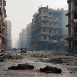 The scene morphs into a somber view of the devastated city where all its brave security forces have fallen