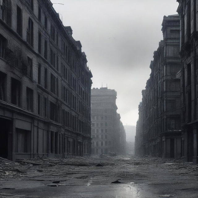 The final scene depicts the city as a ghost town; the once vibrant structures now damaged and deserted