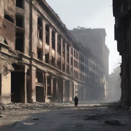 The final scene depicts the city as a ghost town; the once vibrant structures now damaged and deserted