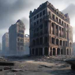 The final scene depicts the city as a ghost town; the once vibrant structures now damaged and deserted