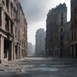 The final scene depicts the city as a ghost town; the once vibrant structures now damaged and deserted