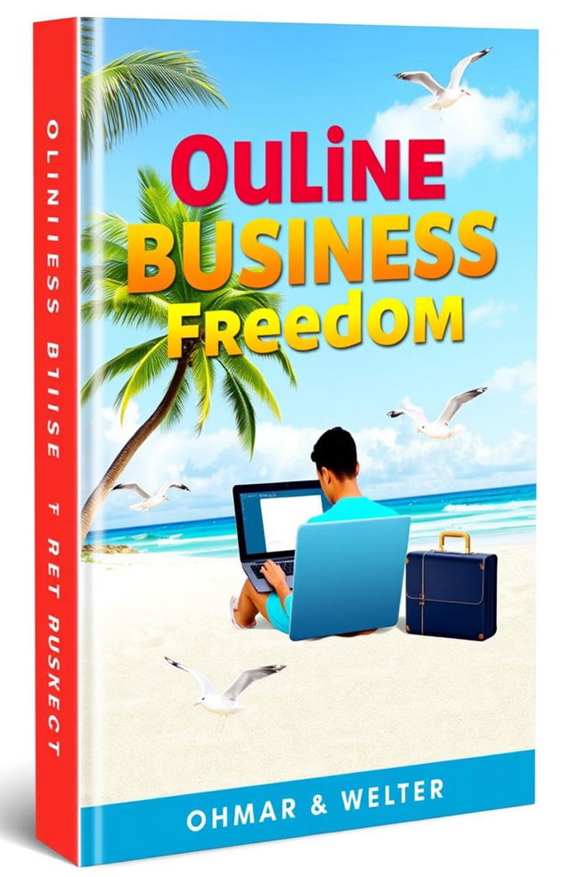 An eBook cover design titled 'Online Business Freedom', featuring a vibrant and motivational theme