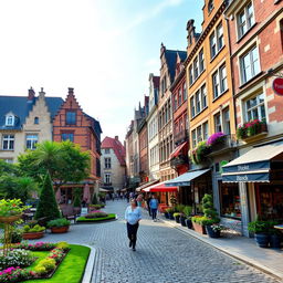 A picturesque cityscape combining elements of France, Belgium, and Luxembourg