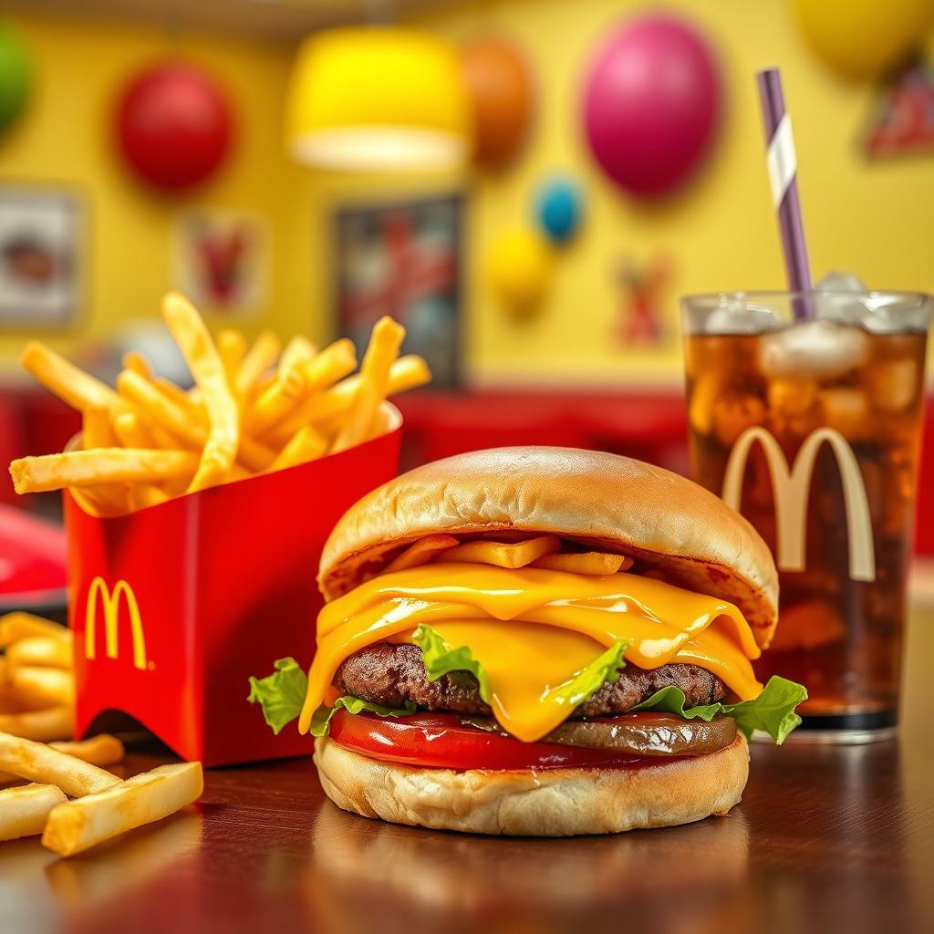 A delicious and visually appealing arrangement of classic McDonald's food items