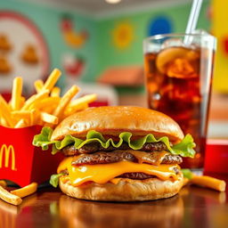 A delicious and visually appealing arrangement of classic McDonald's food items