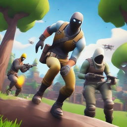 Illustrate a Fortnite player encountering an unusual situation in the game, hinting at a possible cheat or exploit.