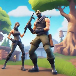 Illustrate a Fortnite player encountering an unusual situation in the game, hinting at a possible cheat or exploit.