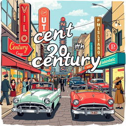 An imaginative and playful interpretation inspired by the phrase '20th century', focusing on elements related to this era