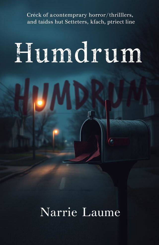 Book cover design for a contemporary horror/thriller titled 'Humdrum'