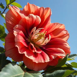 A detailed, artistic representation of a large flower with vivid colors, symbolically resembling the female form