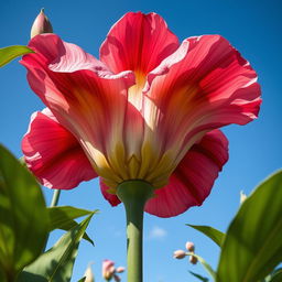 A detailed, artistic representation of a large flower with vivid colors, symbolically resembling the female form