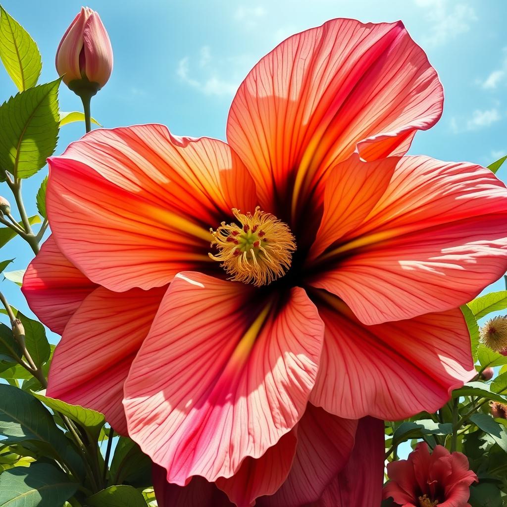 A detailed, artistic representation of a large flower with vivid colors, symbolically resembling the female form