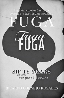 Professional book cover design for a novel titled 'Fuga' by Ricardo Cornejo Rosales, set fifty years in the past