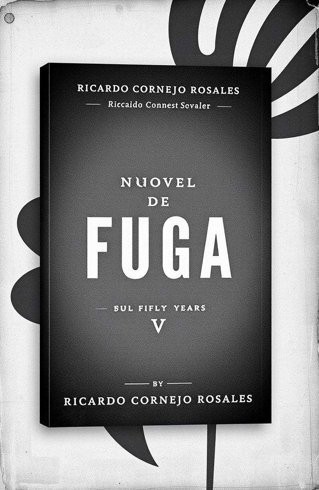 Professional book cover design for a novel titled 'Fuga' by Ricardo Cornejo Rosales, set fifty years in the past