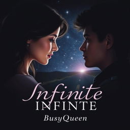 A dark-themed book cover for a romance novel titled 'Infinite'
