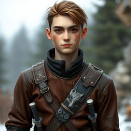 A slender young man standing at 1