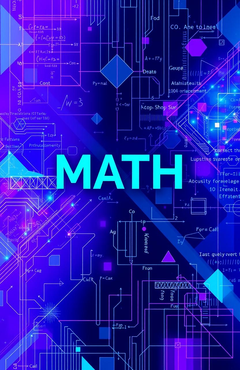 A striking book cover design for a math book featuring a blue and purple color palette