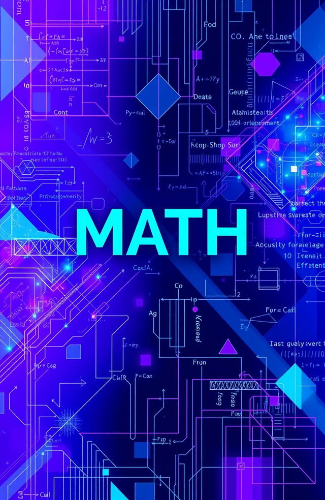 A striking book cover design for a math book featuring a blue and purple color palette