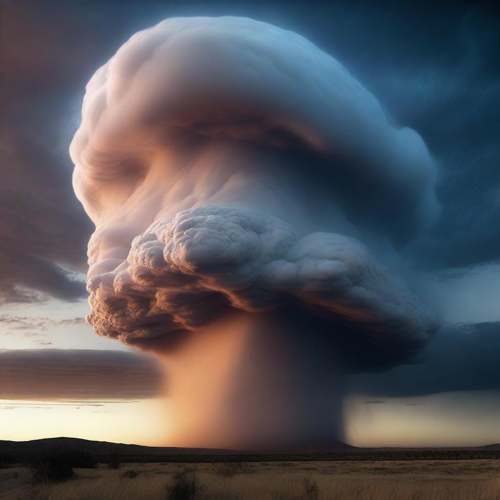 An immense, threatening cloud shaped like a monstrous entity, as large as planet Earth.