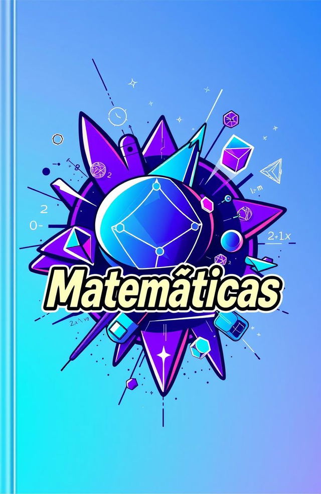 A vibrant book cover for a math book titled 'Matemáticas', featuring a futuristic comic-style digital art design