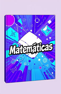 A vibrant book cover for a math book titled 'Matemáticas', featuring a futuristic comic-style digital art design