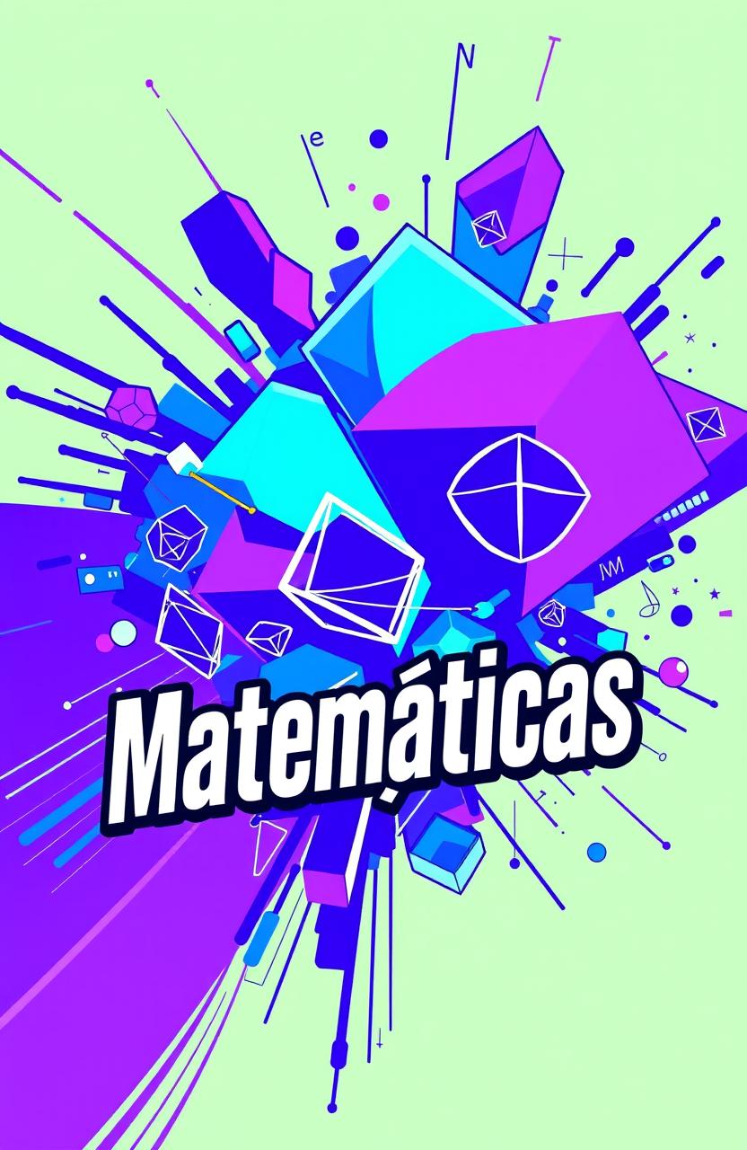 A vibrant book cover for a math book titled 'Matemáticas', featuring a futuristic comic-style digital art design