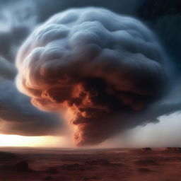 An immense, threatening cloud shaped like a monstrous entity, as large as planet Earth.