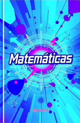A visually striking book cover for a math book, featuring a futuristic digital art design predominantly in blue and purple colors