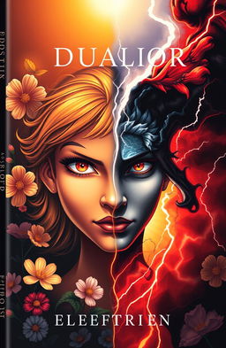 A striking book cover design that visually represents the concept of duality within a single character