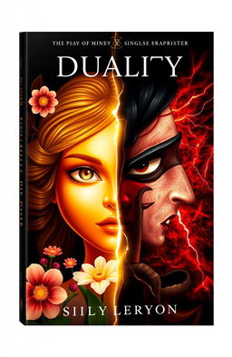 A striking book cover design that visually represents the concept of duality within a single character