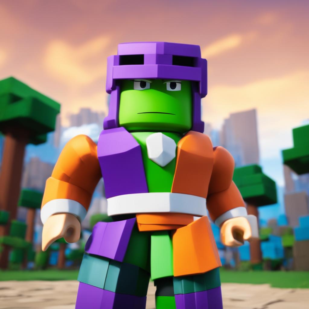 Piccolo from Dragonball as a Roblox character in a blocky landscape.