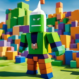 Piccolo from Dragonball as a Roblox character in a blocky landscape.