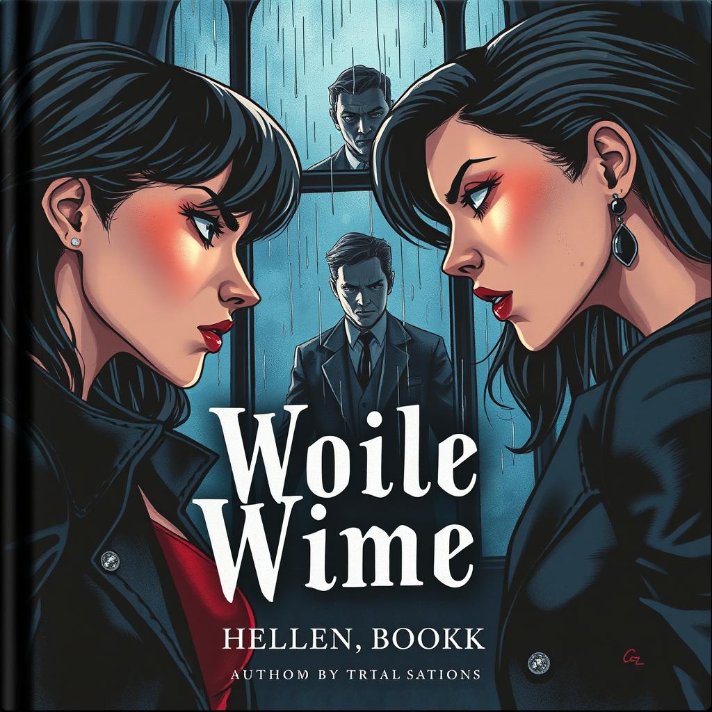 An illustrated art book cover featuring two women engaged in an intense stare-down, their expressions fierce and determined