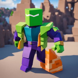 Piccolo from Dragonball as a Roblox character in a blocky landscape.