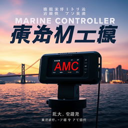 A dramatic movie poster featuring a futuristic Assistance Marine Controller (AMC) device prominently displayed in the foreground