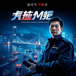 A vibrant movie poster featuring the Assistance Marine Controller (AMC) overseeing operations in the bustling Hong Kong Harbour