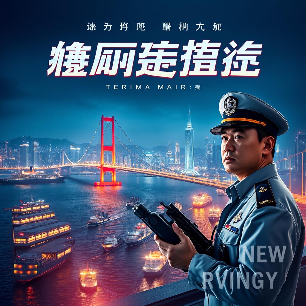 A vibrant movie poster featuring the Assistance Marine Controller (AMC) overseeing operations in the bustling Hong Kong Harbour