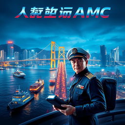 A vibrant movie poster featuring the Assistance Marine Controller (AMC) overseeing operations in the bustling Hong Kong Harbour