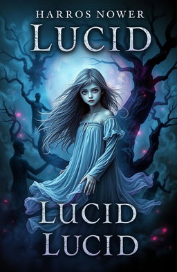 A horror-themed book cover featuring a girl named Lucid, who embodies the essence of dreams