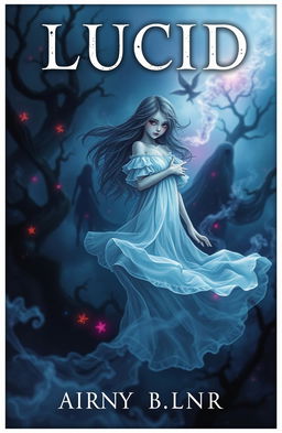 A horror-themed book cover featuring a girl named Lucid, who embodies the essence of dreams